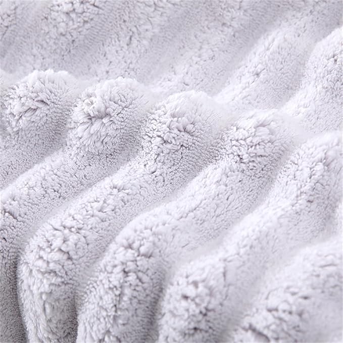 Soft Bath Towels Set, Microfiber Ribbed Oversized Bath Towels Extra Large for Bathroom, Home, Hotel, Spa, Beach, Pool, Gym (8-Piece Towel Set, Grey)