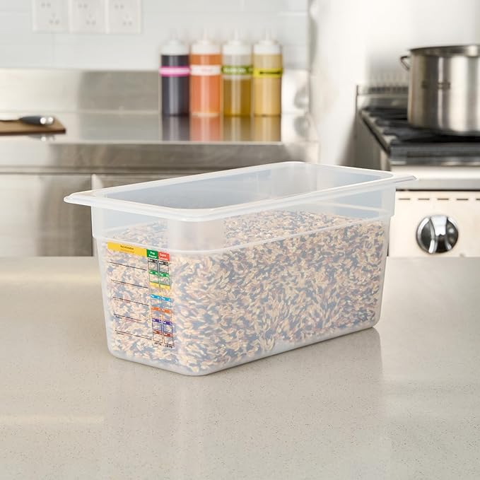 Restaurantware Food Pans Pack of 10 Plastic Rectangle Food Containers 1/3 Size with Traceability Label, Storage Containers Dishwashable Hot Cold Friendly for Restaurants Buffet Commercial Use