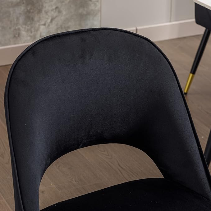 DUOMAY Modern Dining Chair Set of 6 with Open Back, Velvet Upholstered Armless Chair with Metal Frame Side Chair for Kitchen Dining Room Living Room, Black