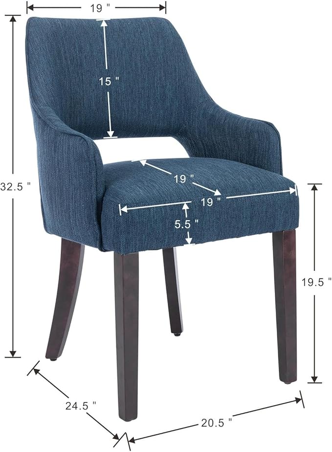 Linen Dining Chairs Set of 4 Upholstered Farmhouse Kitchen Chair Accent Chairs Side Chair with Wood Legs for Living Room/Dining Room/Bedroom/Restaurant, Blue