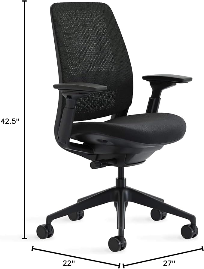 Steelcase Series 2 Office Chair - Ergonomic Work Chair with Wheels for Hard Flooring - with Back Support, Weight-Activated Adjustment & Arm Support - Adjustable Rolling Chairs for Desk - Licorice