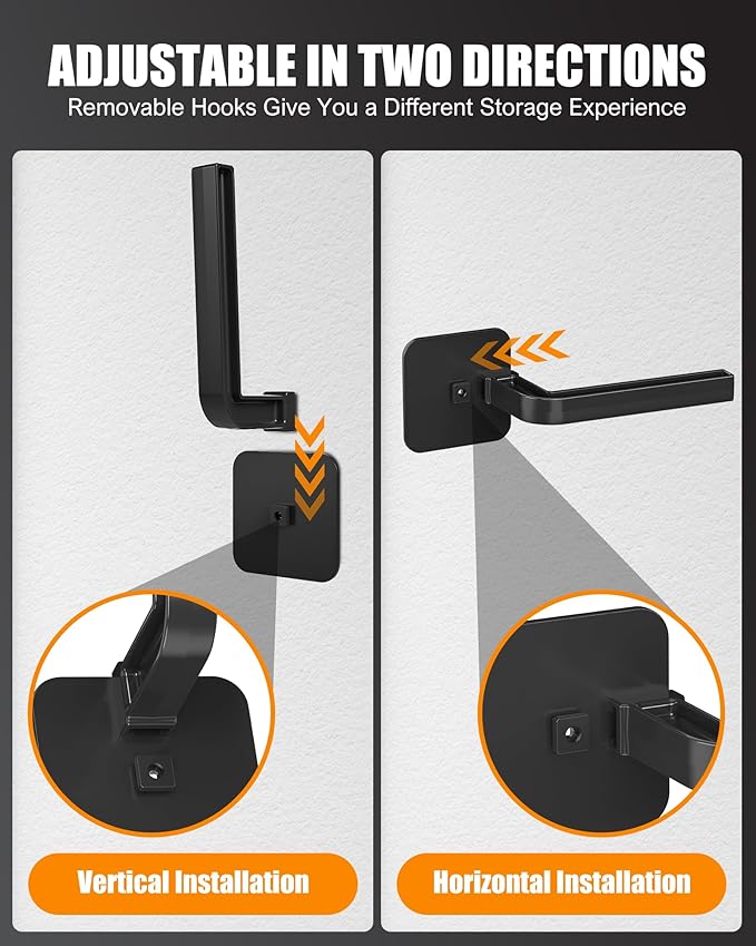 Multi-Purpose Hat Organizer (22-Pack), Strong Adhesive Hat Hooks for Wall, Two Mounting Options, Black