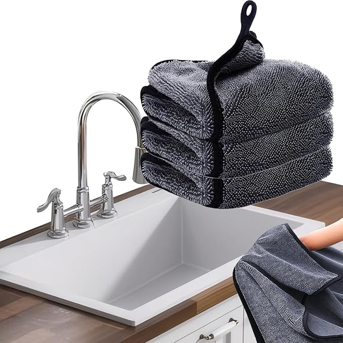 Shiny Bath Wipes Cleaning Cloths,3pcs Shiny Bath Drying Towels,Shower Doors Drying Towels,16*16" Streak Free Glass Window Car Mirror Super Absorben Microfiber Cleaning Cloths (3pcs grey 16*16″)