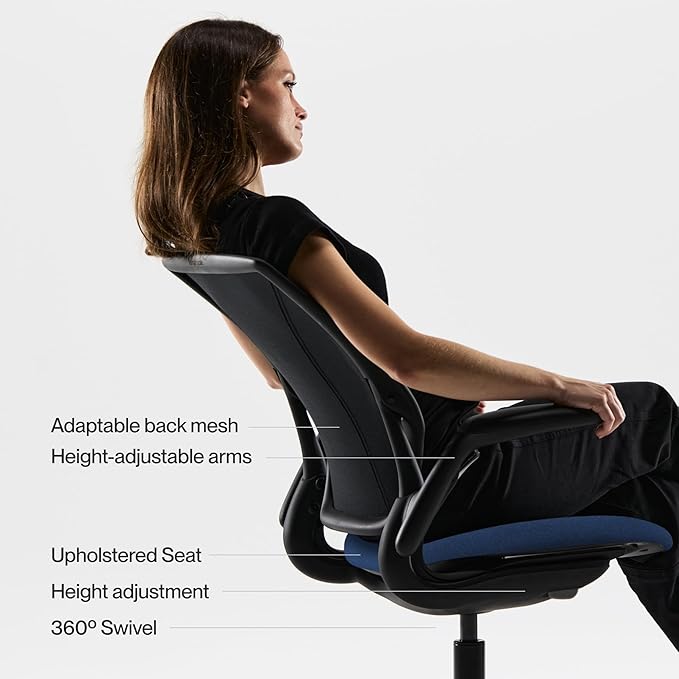 Humanscale World LM Poppy Seed Catena Mesh Ergonomic Office Chair for Desk with Muted Pink Autumn Seat, Adjustable Simple Desk Chair, Gray Frame