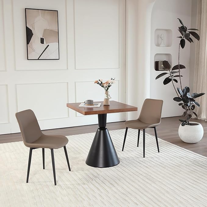 Leather Dining Chairs Set of 4, Mid Century Modern Faux Leather Kitchen & Dining Room Chairs, Comfortable Dinner Chair Kitchen Chairs for Restaurant Living Room, Cafe, Home (4, Coffee)