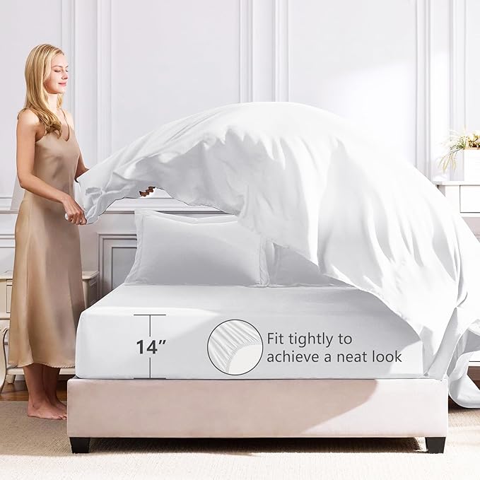 CozyLux Queen Comforter Set White - Bed in a Bag Queen Size 7 Pieces, Luxury Soft Bed Set for All Seasons, Bedding Set with Down Alternative Comforter, Sheets, Pillowcases & Shams