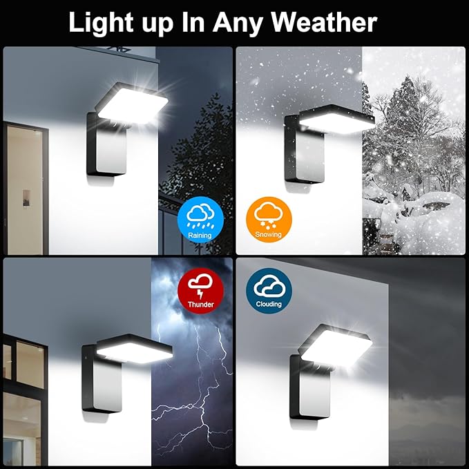 Juyace 60W Led Outdoor Wall Park Flood Light Modern Exterior Security Lighting Fixture for House with Rotate Freely 6000lm 5000k IP65 Waterprroof Floodlight for Above Garage