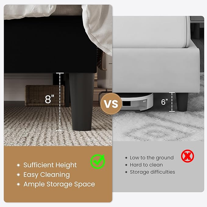 SHA CERLIN Full Size Bed Frame with Charging Station & Storage Headboard, Velvet Platform Bed with Upholstered Modern Wingback Design, Wooden Slats Support, No Box Spring Needed, Easy Assembly, Black