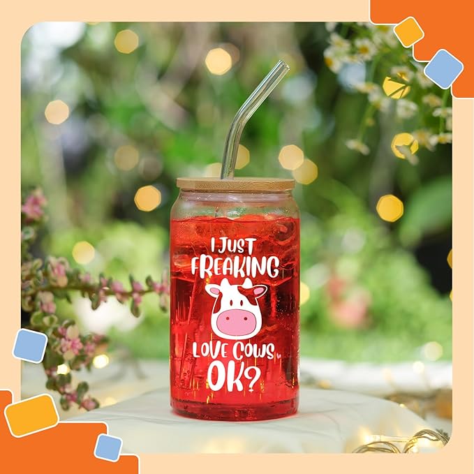 NewEleven Christmas Gifts For Her - Cow Gifts For Women - Stuff For Cow Lovers - Cute Funny Birthday Gift For Women, Best Friend, Sister, Daughter, Coworker - 16 Oz Coffee