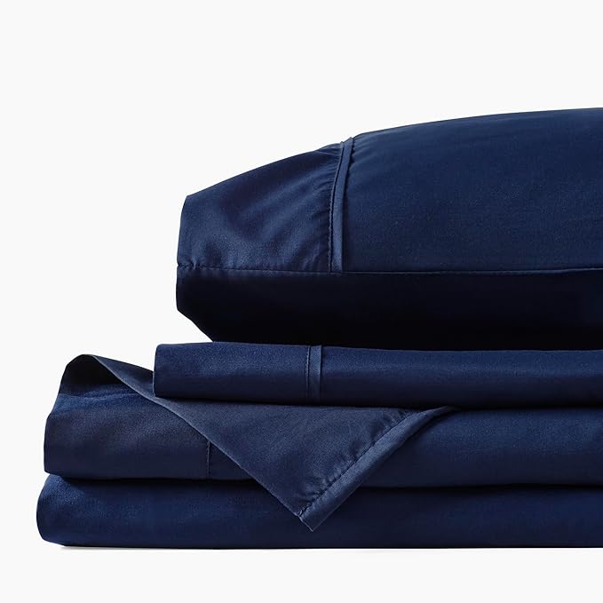 PeachSkinSheets Mariner Blue Sheet Set - 1500tc Level of Softness - Extra Soft Cooling Sheets for Hot Sleepers and Night Sweats - Full Size