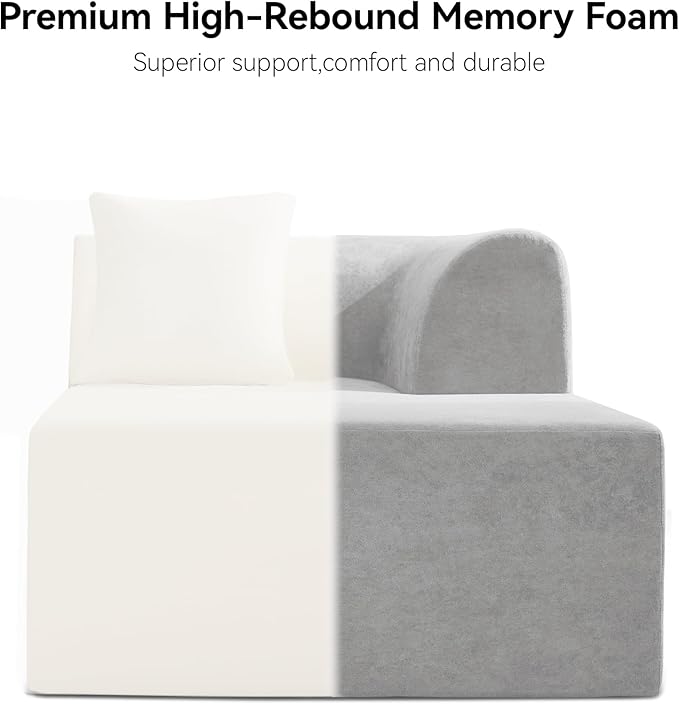 140''Oversized Cloud Velvet Curved Sectional Couch, Boneless Couch with L-Shape Chaise, Upholstered Compression Memory Foam Modular Sectional Sofa for Living Room, No Assembly Required, Grey