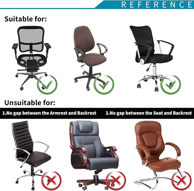 Tatuo Computer Chair Cover Office Seat Cover with Armrest and Backrest, Stretchable Desk Elastic Protective Universal Rotating Chair Protecter (Black,1 Set)