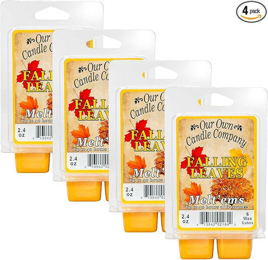 Our Own Candle Company Premium Wax Melt, Falling Leaves Scent, Handmade in The USA, 24 Cubes (4 Pack, 9.6oz Total)