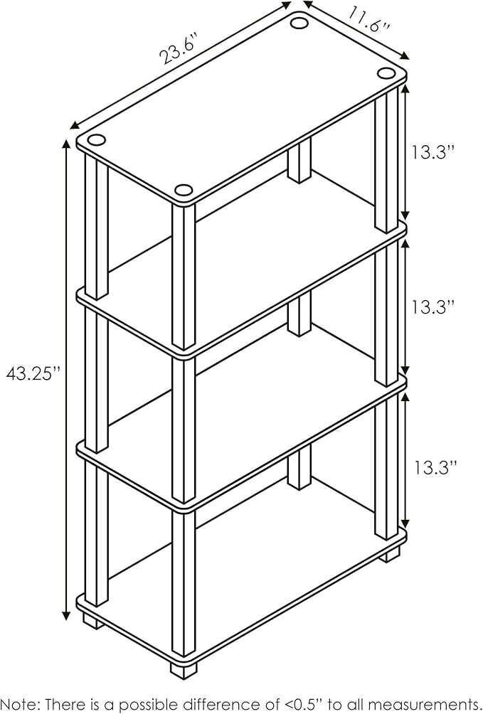 Furinno Turn-N-Tube 4-Tier Multipurpose Shelf Display Rack, Square Tube, Beech/White