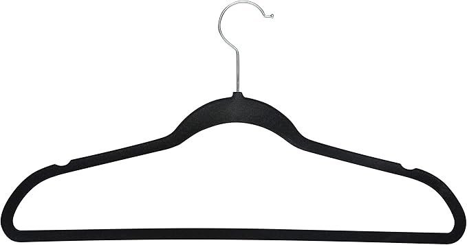 Simplify 10 Super Slim Velvet Huggable Hangers in Black