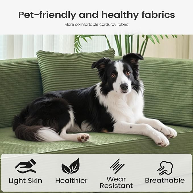 Folding Sofa Bed Convertable Corduroy Couch King Size Floor Sleeper 4-in-1 DIY Combination Modular Sofa Fold Out Futon Lounge Comfy Foldable Lazy cama for Living Room (Green, 70.86")