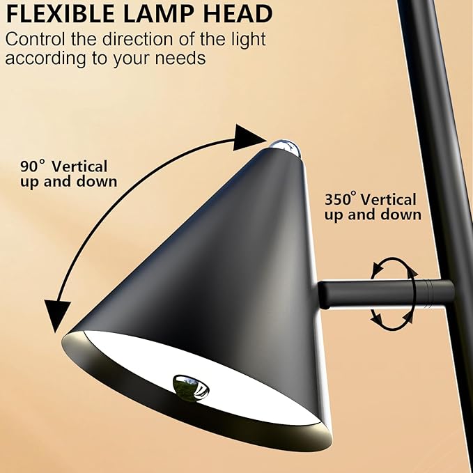 Tree Floor Lamp with Remote, Dimmable 3 Rotatable LED Lights, 5 Color Temperatures, 63" Modern Standing Lamp for Living Room, Bedroom, Office Reading Light