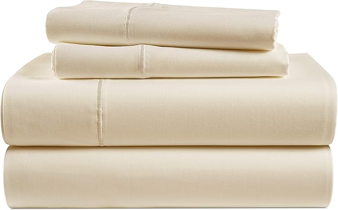 LANE LINEN 100% Egyptian Cotton California King Sheet Sets, Soft & Comfy Luxury Hotel Like Thick Fully Elasticized Mercerized Cotton Sheets Cal King Set, No Pill Fade Resistant Bedding - Ivory