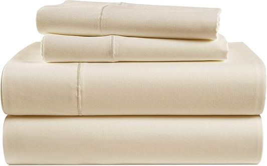 LANE LINEN 100% Egyptian Cotton California King Sheet Sets, Soft & Comfy Luxury Hotel Like Thick Fully Elasticized Mercerized Cotton Sheets Cal King Set, No Pill Fade Resistant Bedding - Ivory