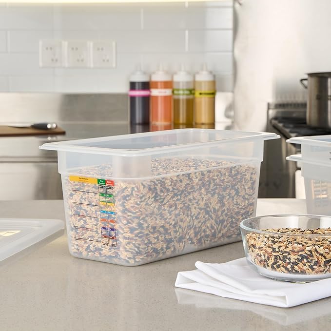 Restaurantware Food Pans Pack of 10 Plastic Rectangle Food Containers 1/3 Size with Traceability Label, Storage Containers Dishwashable Hot Cold Friendly for Restaurants Buffet Commercial Use