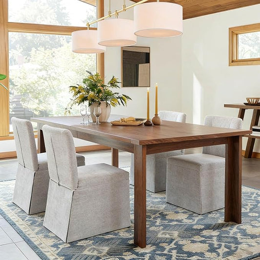 Kitchen Table Chairs Set of 4, Linen Upholstered Dining Chairs with Metal Frame, Modern Dining Room Chairs for Kitchen, Grey