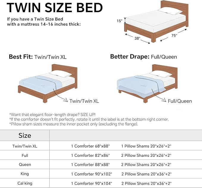 BEDELITE Boho Twin/Twin XL Comforter Set，White Tufted Striped Bed Set 2 Pieces, Soft Vintage Farmhouse Comforter for College, Boho Home Dorm Decor, Fluffy Jacquard Bedding with 1 Pillow Sham
