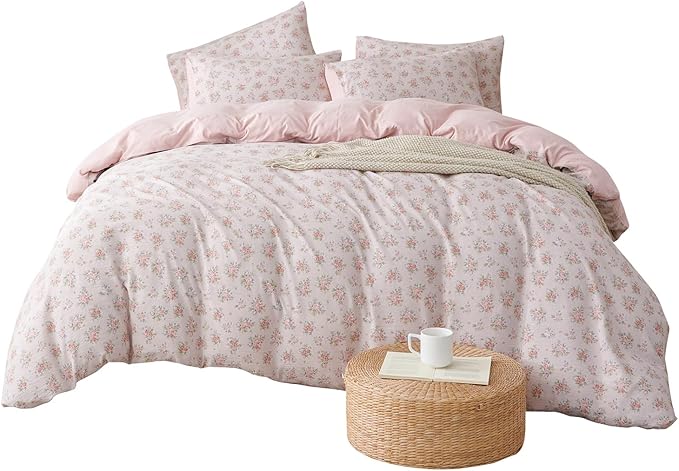 Floral King Comforter Set 3 Pieces Soft Cute Floral Bedding Comforter Lightweight Garden Style King Floral Botanical Comforter Set for All Seasons 1 Comforter and 2 Pillowcases
