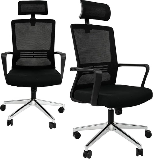 Ergonomic Office Chair,High Back Desk Chair with 3 Gear Tilting Backrest and Adjustable Headrest,400lbs Weight Capacity Integrated Metal Base with Swivel Wheels,Comfort Breathable Mesh