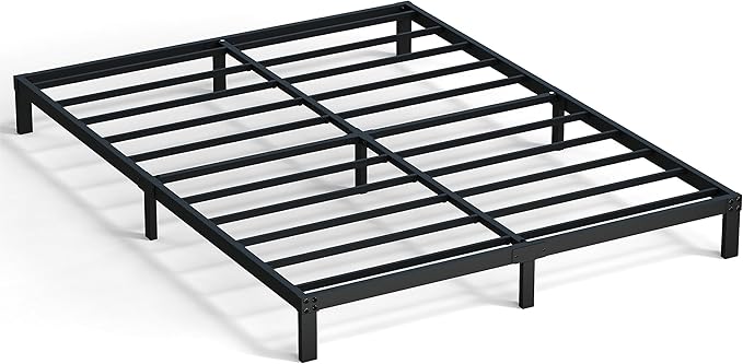 8 Inch Cal King Bed Frame No Box Spring Needed, Heavy Duty California King Metal Platform Support Up to 3000 lbs with Steel Slat, Easy Assembly, Noise Free, Black