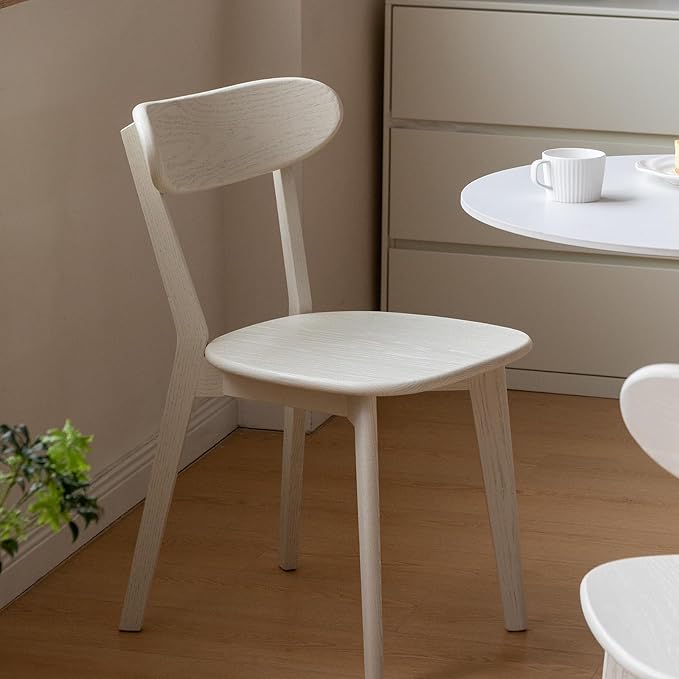 White Wood Dining Chair,FAS Grade Oak Dining Chair, Sturdy Outer Sword-Leg Design in White Finish for Dining Room,Restaurant, Cafe, and Modern Home Kitchen,Easy Assembly,400 lb Capacity