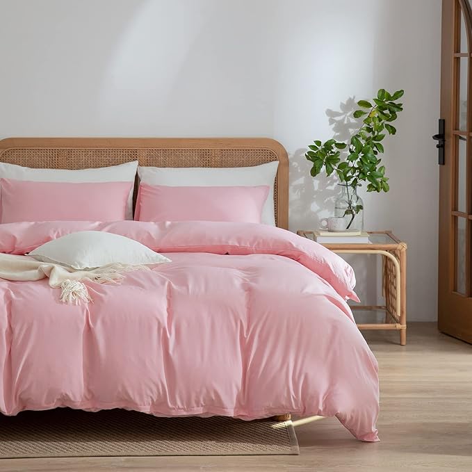 Pink Comforter Set - Twin, 2 Pieces, Soft, Lightweight, Warm & Fluffy, All Seasons, 1 Comforter & 1 Pillowcase