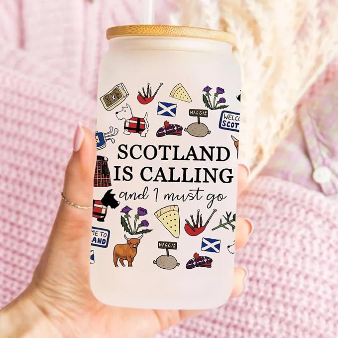 Scotland Cup Gift Edinburgh Gift 16oz Glass Cup With Lid And Straw Scotland Is Calling And I Must Go Gift For Women Fans Best Friends Birthday