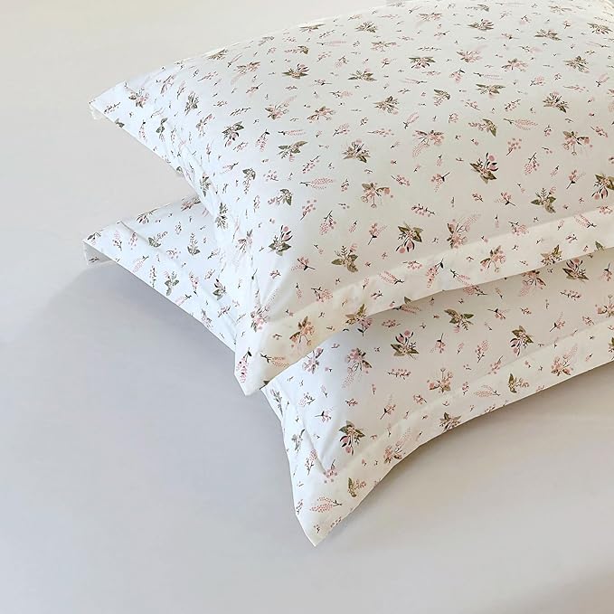 EAVD Reversible Pink Floral Comforter Set King White Soft Washed Microfiber Bedding Comforter Set with 2 Pillowcases Chic Vintage Garden Floral Botanical Comforter Set