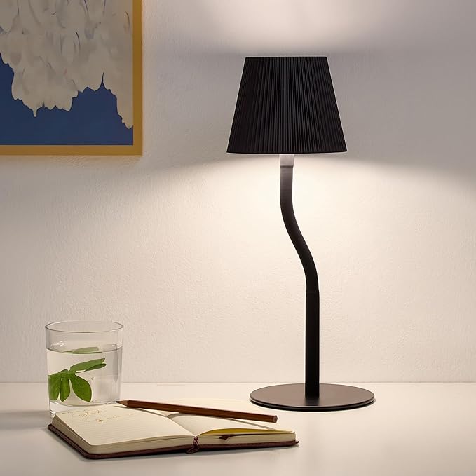 Cordless Table Lamp DIY, 2500mAh Rechargeable & Flexible Desk Lamp, Stepless Dimming Modern Bedside Lamps with 3-Color LED Touch Control, Minimalist Nightstand Lamps for Decor & Gifts (Black)