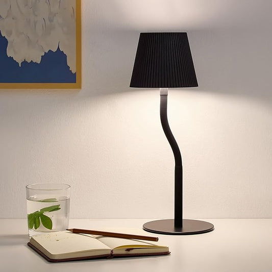 Cordless Table Lamp DIY, 2500mAh Rechargeable & Flexible Desk Lamp, Stepless Dimming Modern Bedside Lamps with 3-Color LED Touch Control, Minimalist Nightstand Lamps for Decor & Gifts (Black)