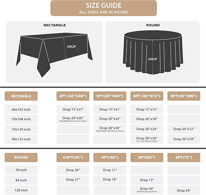 Fitable 8 Pack Table Cloth Rectangle Table: Stain and Wrinkle Resistant Tablecloth Rectangular, Washable Polyester Tablecloths for Wedding Party Dining Banquet Event Catering(Black, 70x120 Inch)