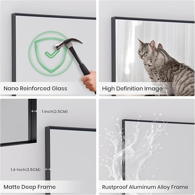 Wall Mirror 24" x 36" for Bathroom Modern Black Deep Frame Mirror for Wall Decorative Horizontal or Vertical Wall Mounted Mirror for Bedroom Living Room Entryway Wall Decor