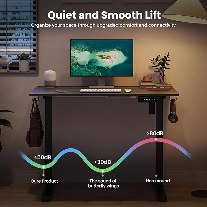 Casaphoria 40 x 24 inches Inch Electric Standing Desk, Sit to Stand Desk with Memory Height Adjustment, Home Office Computer Desk for Writing and Games, Grey