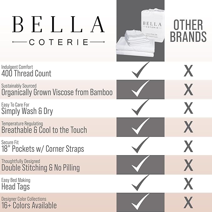 Bella Coterie 6 Piece Luxury Bamboo Viscose California King Size Sheet Set | 100% Organically Grown | Cooling for Hot Sleepers | 18" Deep Pocket | Soft & Hypoallergenic | 4 Pillowcases [Dune]