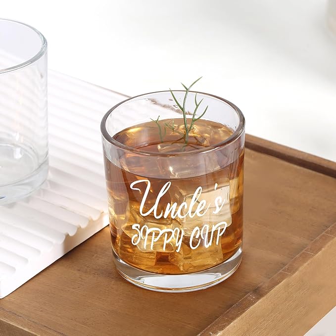 Jogskeor Uncle Gifts, Uncle's Sippy Cup Whiskey Glass 10oz, Birthday Fathers Day Christmas Gifts for Uncle