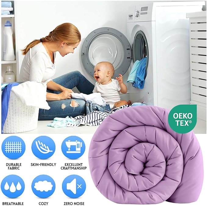 EASELAND Twin XL Down Alternative Comforter - Quilted Duvet Insert for All Seasons, Soft Lightweight with Corner Tabs, Summer Winter Warm Bedding, Lavender 68×92 Inches