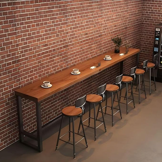 RUNNUP Farmhouse Bar Table Solid Wood Rectangle Bar Height Table for Kitchen Coffee Shop Window Small Space -Table Only(70.9" L x 15.7" W x 41.3" H)