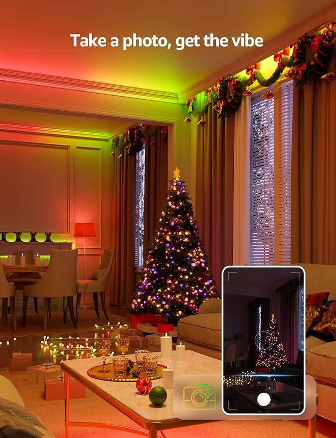 Lepro S1 AI LED Strip Lights for Christmas Decorations, 100ft(2 Rolls of 50ft) Smart RGB Light Strips with IC, Music Sync, Personalized Al Lighting Designer, No Remote, 2.4GHz Wi-Fi & Bluetooth