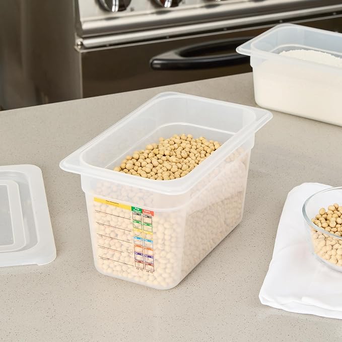 Restaurantware Food Pans Pack of 10 Plastic Rectangle Food Containers 1/4 Size with Traceability Label, Storage Containers Dishwashable Hot Cold Friendly for Restaurants Buffet Commercial Use