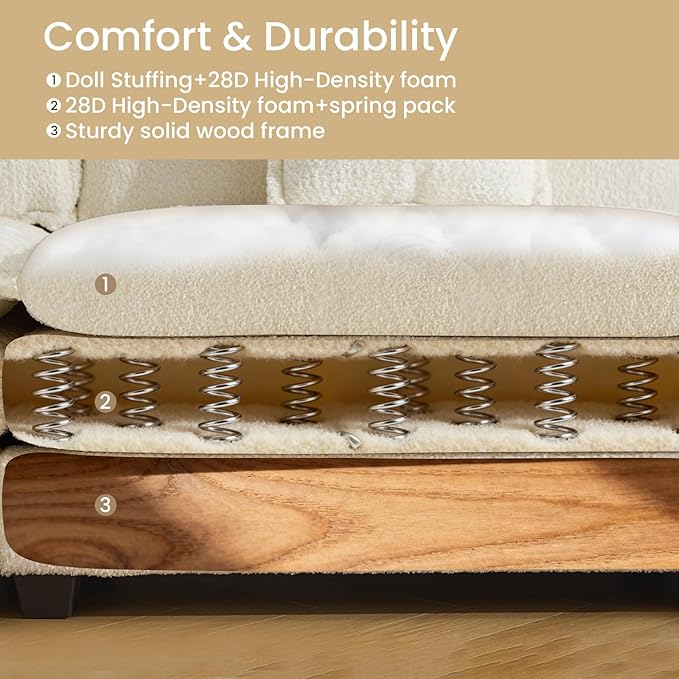 147.8" U Shaped Modular Sectional Sofa, Comfy Cloud Couch with Movable Ottoman, Deep Seat Modular Sofa, Sectional Couches for Living Room, Bedroom, Apartment (Beige)