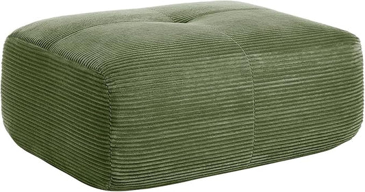 Green Ottoman for Modular Sectional Sofa, Corduroy Deep Seat for Oversized Compressed Boneless Sectional Couches for Living Room Bedroom Apartment, Cloud Sofa Couch, Memory Foam, No Assembly