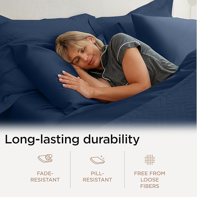 Threadmill 100% Cotton Sheets for Cal King Size Bed - 600 Thread Count Cal King Bed Sheets Set with 16” Deep Pocket - Sateen Weave 4-Piece Bedding Set with Cooling Effect, Folkstone Blue