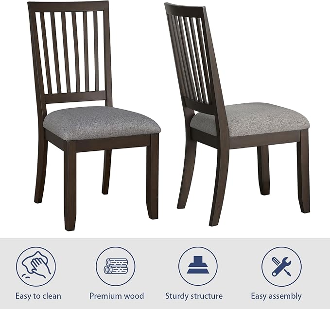 HOMEFLEX Modern Dining Chairs Kitchen Dining Room Chairs, Set of 2, Modern Armless Chairs with Upholstered Panned Cushion Seat, Upholstered Solid Wood Kitchen Side Chairs for Living Room