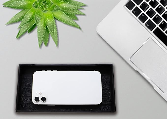 Small Black Mini Tray (8 inch x 4 inch) for Kitchen Counter, Bathroom for Vanity Items, Coffee Accessory, Bar, Serving Seasoning, Salt and Pepper, Soap, Perfume or Display Use.
