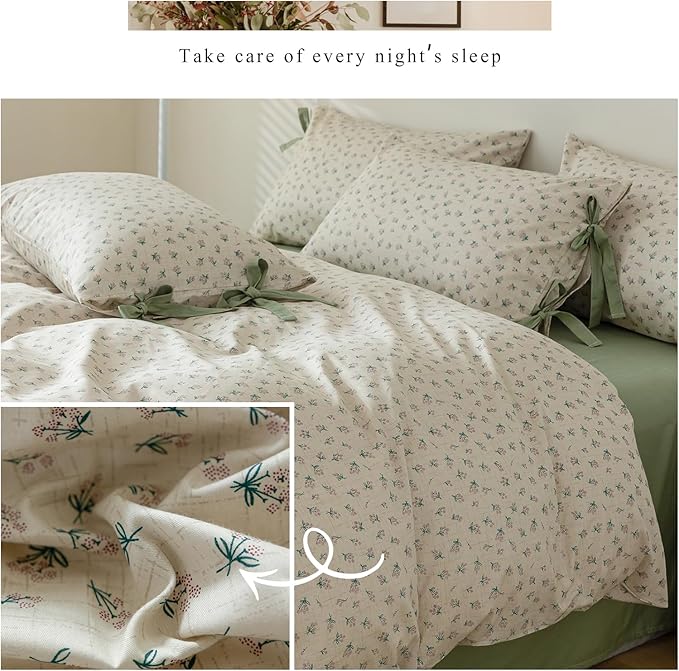 EAVD Garden Style Small Floral Comforter Set King Fluffy Soft Microfiber Chic Shabby Floral Bedding Set with 2 Pillowcases Reversible Cute Botanical Comforter Set for All-Season